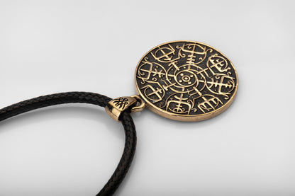 vkngjewelry Pendant Brass Vegvisir Pendant Handcrafted Nordic Compass Necklace