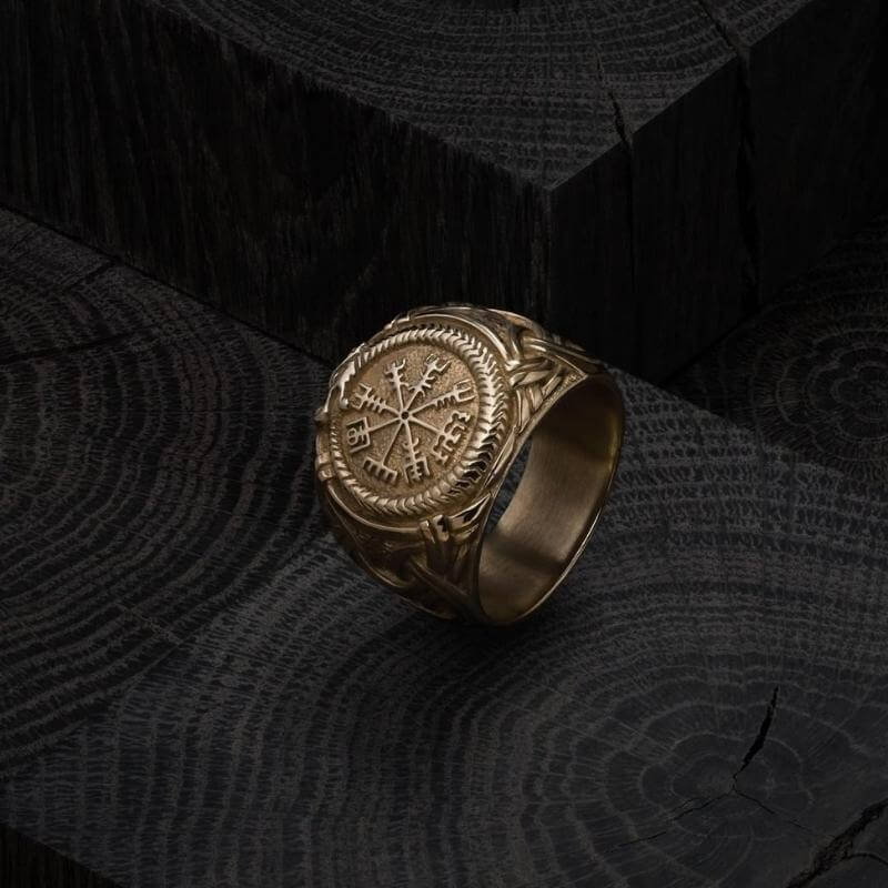 vkngjewelry Bagues Vegvisir Ring Silver Sterling Gilt