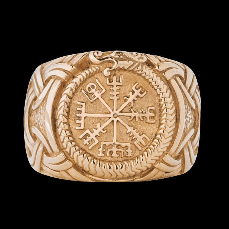 vkngjewelry Bagues Handcrafted Vegvisir Ring Silver Sterling Gilt