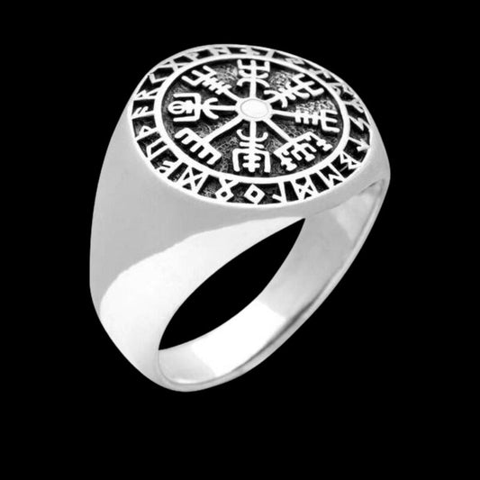 vkngjewelry Bagues Vegvisir Runes Sterling Silver Ring