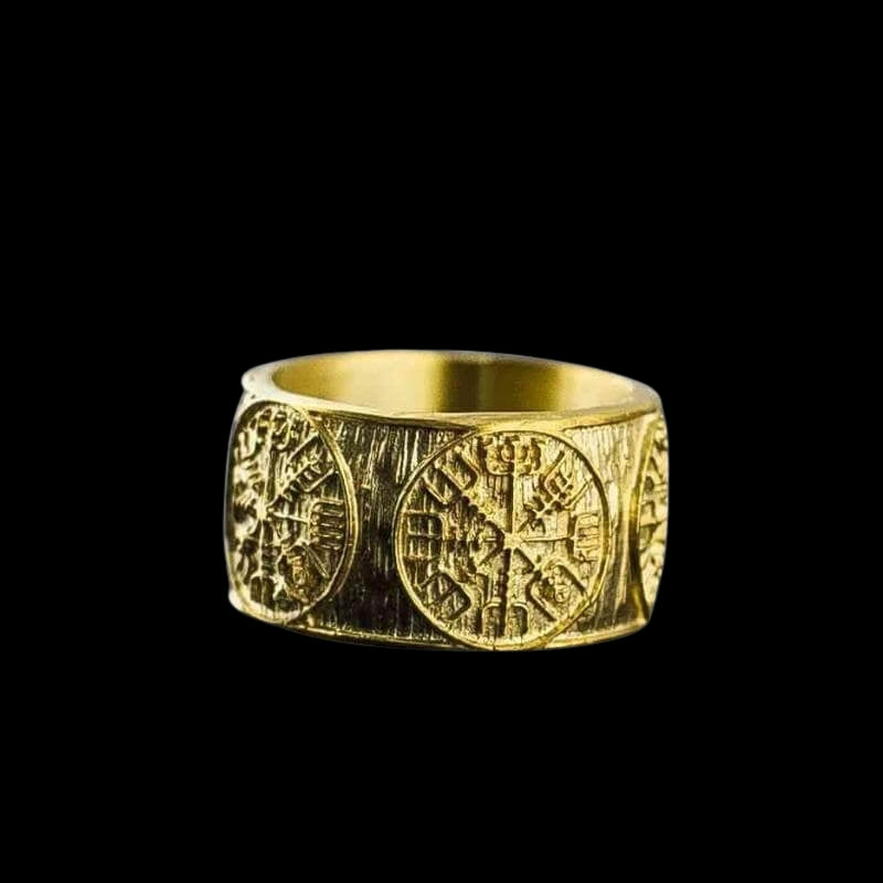 vkngjewelry Bagues Vegvisir Runic Compass Norse Gold Ring