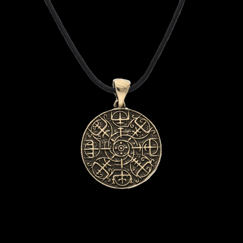 vkngjewelry Pendant Galdrastafir Vegvisir Symbol Bronze Pendant