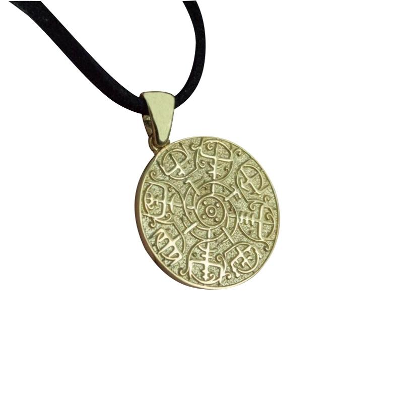 vkngjewelry Pendant Galdrastafir Vegvisir Symbol 18k Gold Pendant