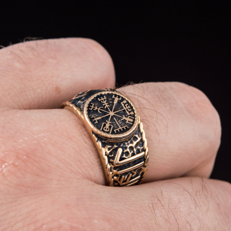 Handcrafted Vegvisir Symbol Hail Odin Runes Ring | Handcrafted | VKNG ...