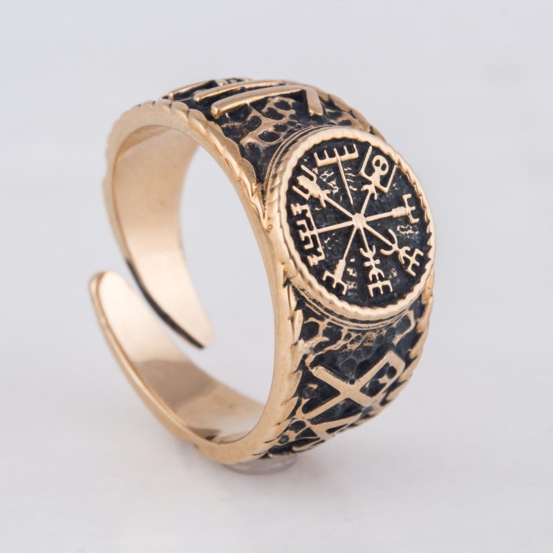 Handcrafted Vegvisir Symbol Hail Odin Runes Ring | Handcrafted | VKNG ...