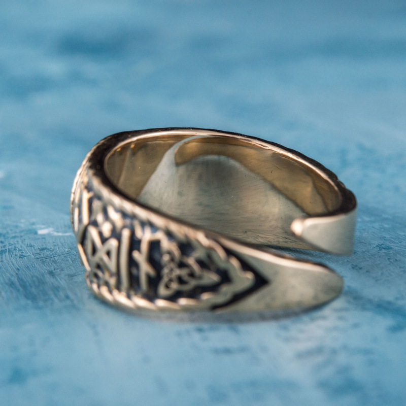 vkngjewelry Bagues Vegvisir Symbol Hail Odin Runes Bronze Ring