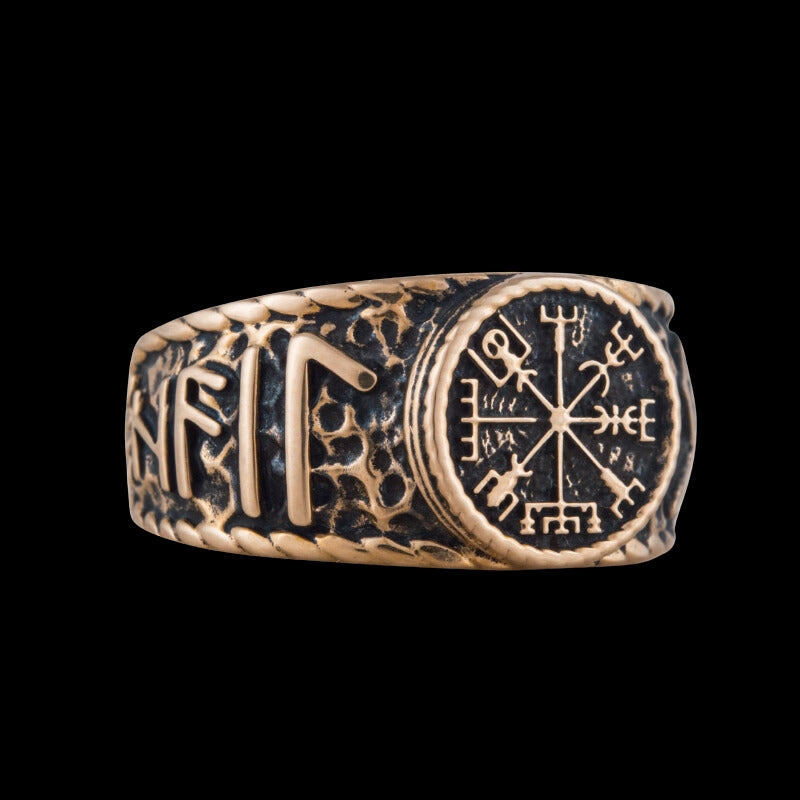 Handcrafted Vegvisir Symbol Hail Odin Runes Ring | Handcrafted | VKNG ...