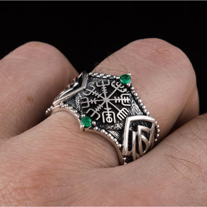 vkngjewelry Bagues Vegvisir Symbol Norse Ornament Sterling Silver Ring