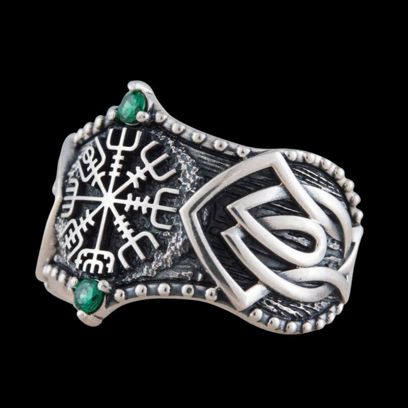 vkngjewelry Bagues Handcrafted Vegvisir Symbol Norse Ornament Sterling Silver Ring
