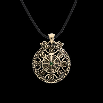 vkngjewelry Pendant Vegvisir Symbol Viking Runes Ornament Bronze Pendant