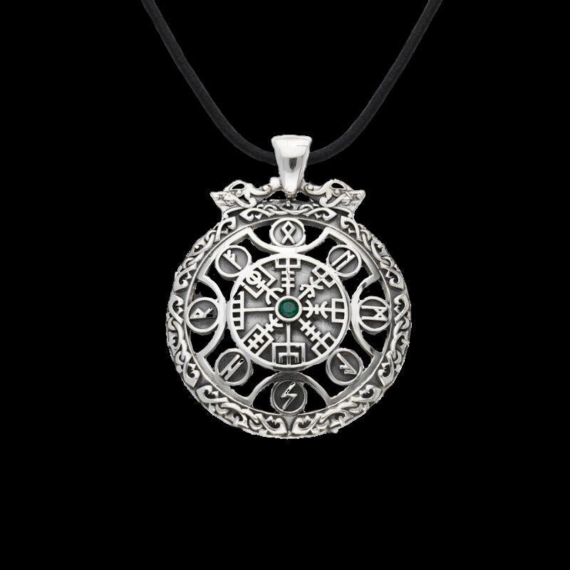 vkngjewelry Pendant Vegvisir Symbol Viking Runes Ornement Silver Sterling Pendant