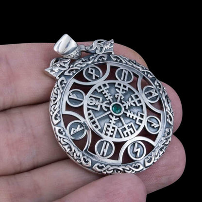 vkngjewelry Pendant Vegvisir Symbol Viking Runes Ornement Silver Sterling Pendant