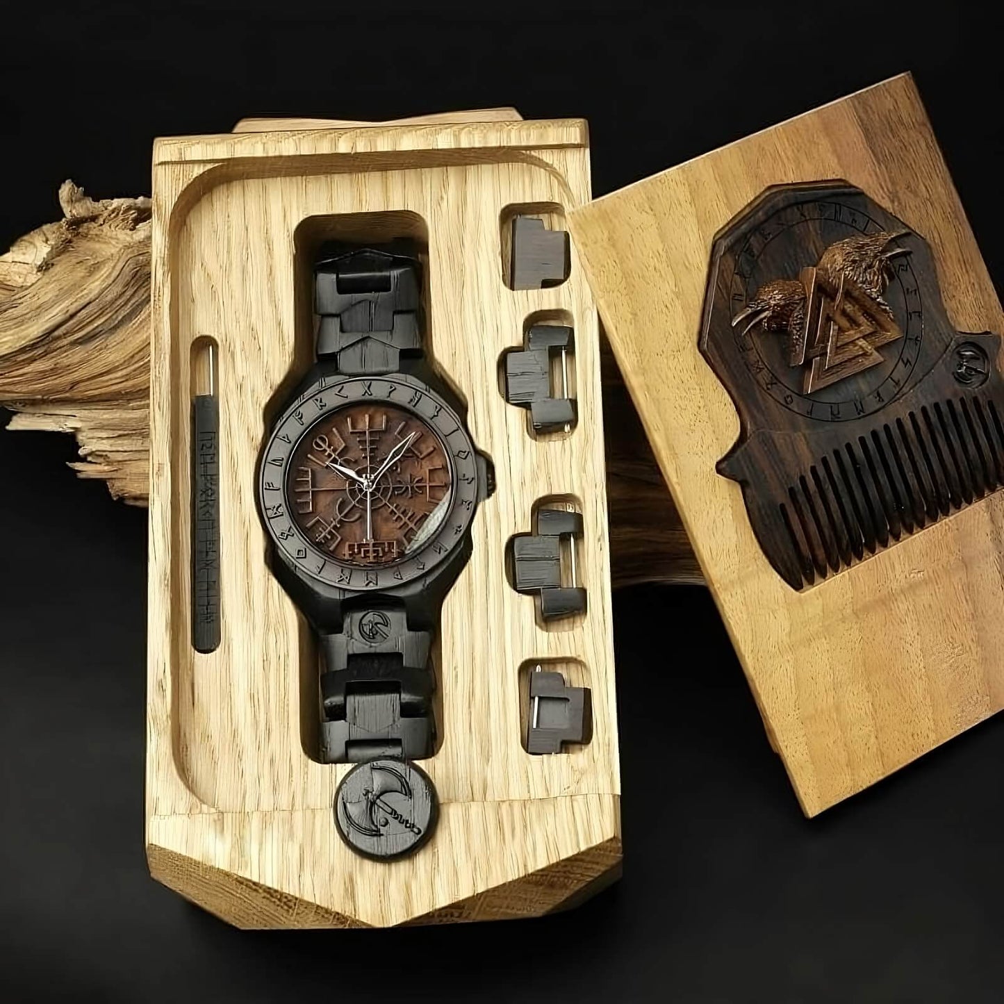 Vegvisir Viking Wooden Watch Handmade Viking Jewelery