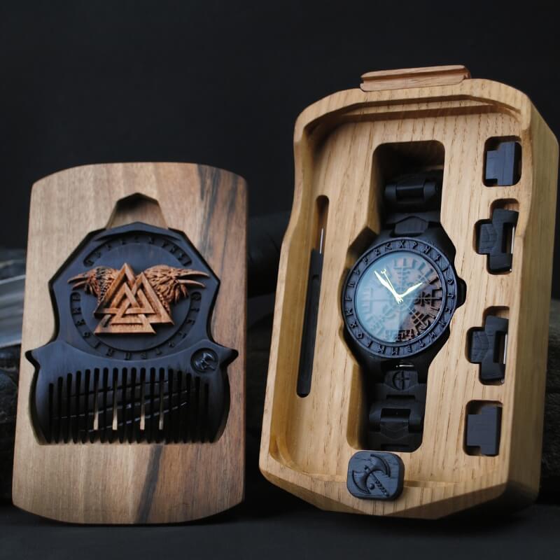 vkngjewelry Watches Vegvisir Viking Wooden Watch