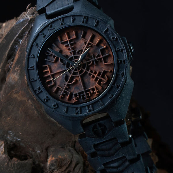 Handmade Vegvisir Viking Wooden Watch