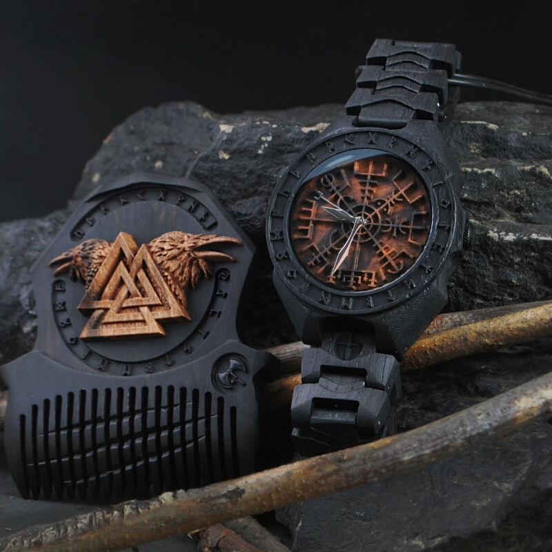 vkngjewelry Watches Vegvisir Viking Wooden Watch