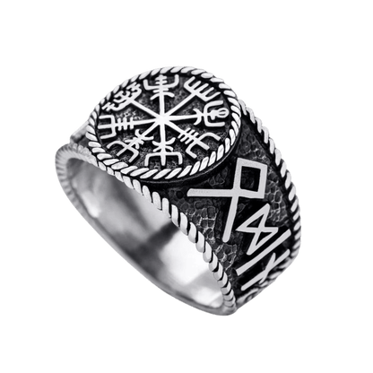 vkngjewelry Bagues Vegvisir with Runes RING 925 STERLING SILVER