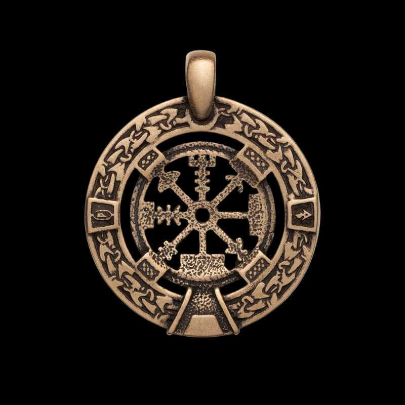 vkngjewelry Pendant Handcrafted Necklace Vegvisir Bronze Pendant