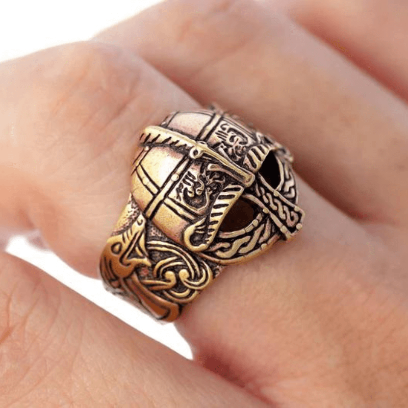 vkngjewelry Bagues Viking Gjermundbu Helmet Bronze Ring with Dragons