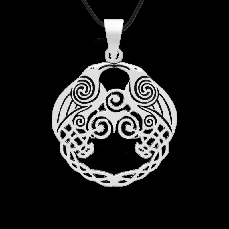 vkngjewelry Pendant Viking Hugin And Munin Raven 925 Sterling Silver Pendant