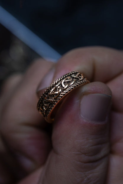 vkngjewelry Ring Solid Brass Viking Knot Ring Handcrafted Nordic Ornament Band