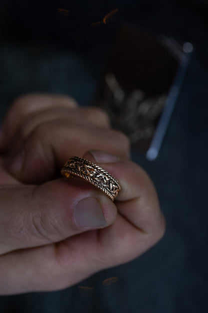 vkngjewelry Ring Solid Brass Viking Knot Ring Handcrafted Nordic Ornament Band