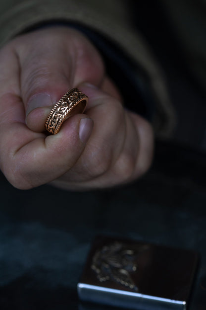 vkngjewelry Ring Solid Brass Viking Knot Ring Handcrafted Nordic Ornament Band