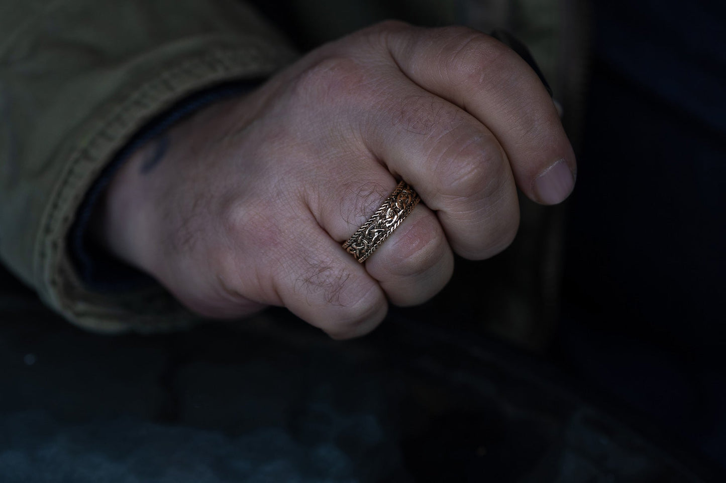 vkngjewelry Ring Solid Brass Viking Knot Ring Handcrafted Nordic Ornament Band