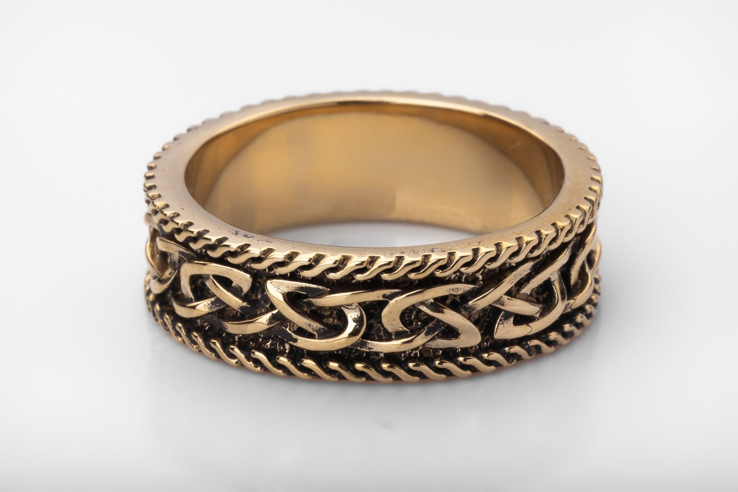 vkngjewelry Ring Solid Brass Viking Knot Ring Handcrafted Nordic Ornament Band