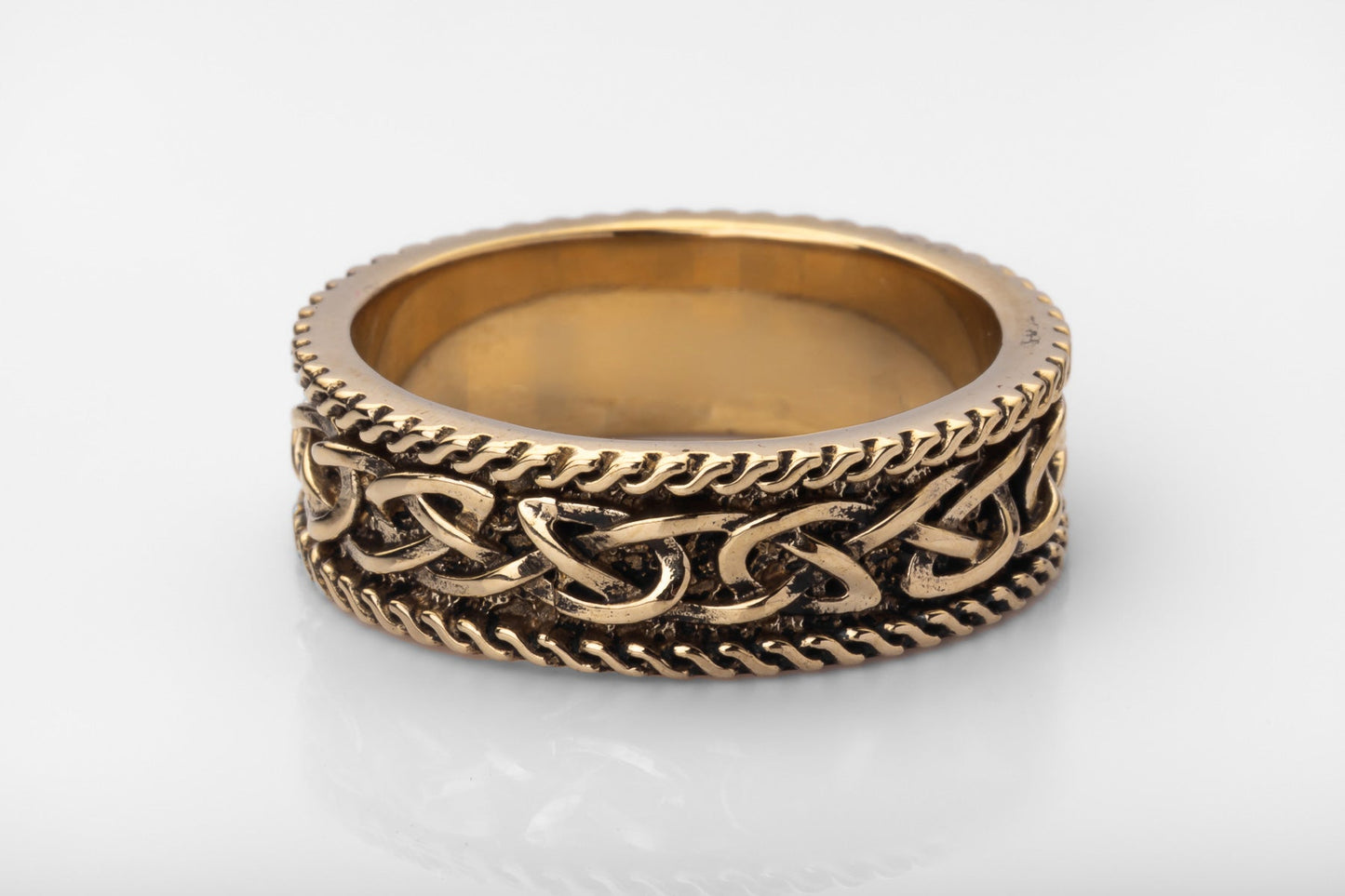 vkngjewelry Ring Solid Brass Viking Knot Ring Handcrafted Nordic Ornament Band