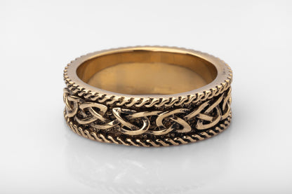vkngjewelry Ring Solid Brass Viking Knot Ring Handcrafted Nordic Ornament Band