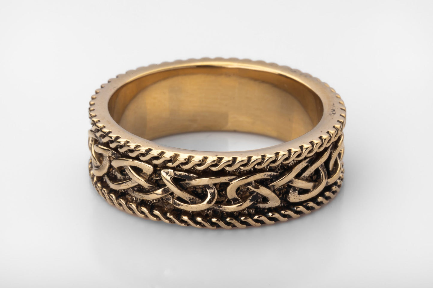 vkngjewelry Ring Solid Brass Viking Knot Ring Handcrafted Nordic Ornament Band