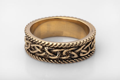 vkngjewelry Ring Solid Brass Viking Knot Ring Handcrafted Nordic Ornament Band