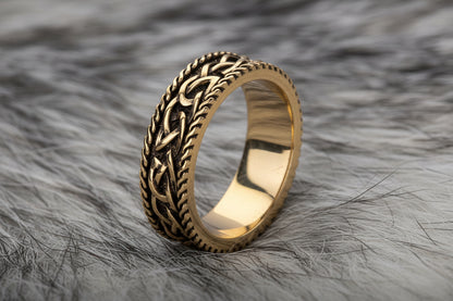 vkngjewelry Ring Solid Brass Viking Knot Ring Handcrafted Nordic Ornament Band