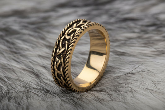 vkngjewelry Ring Solid Brass Viking Knot Ring Handcrafted Nordic Ornament Band