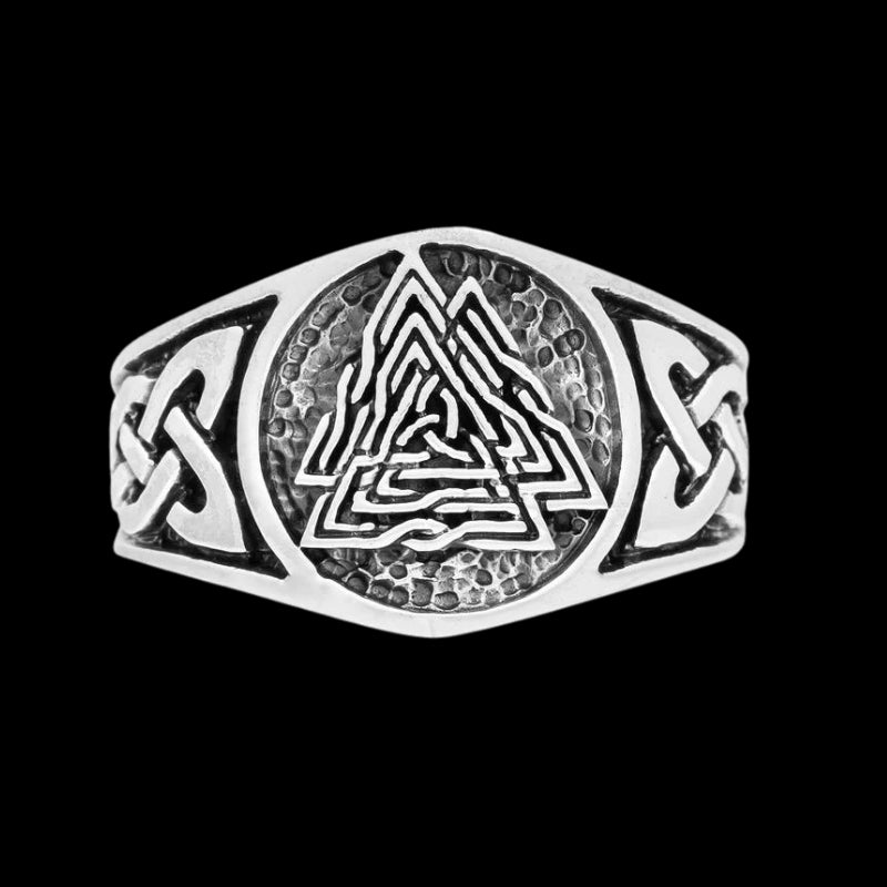 vkngjewelry Bagues Viking Knotwork Valknut Solid Band Ring 925 Sterling Silver
