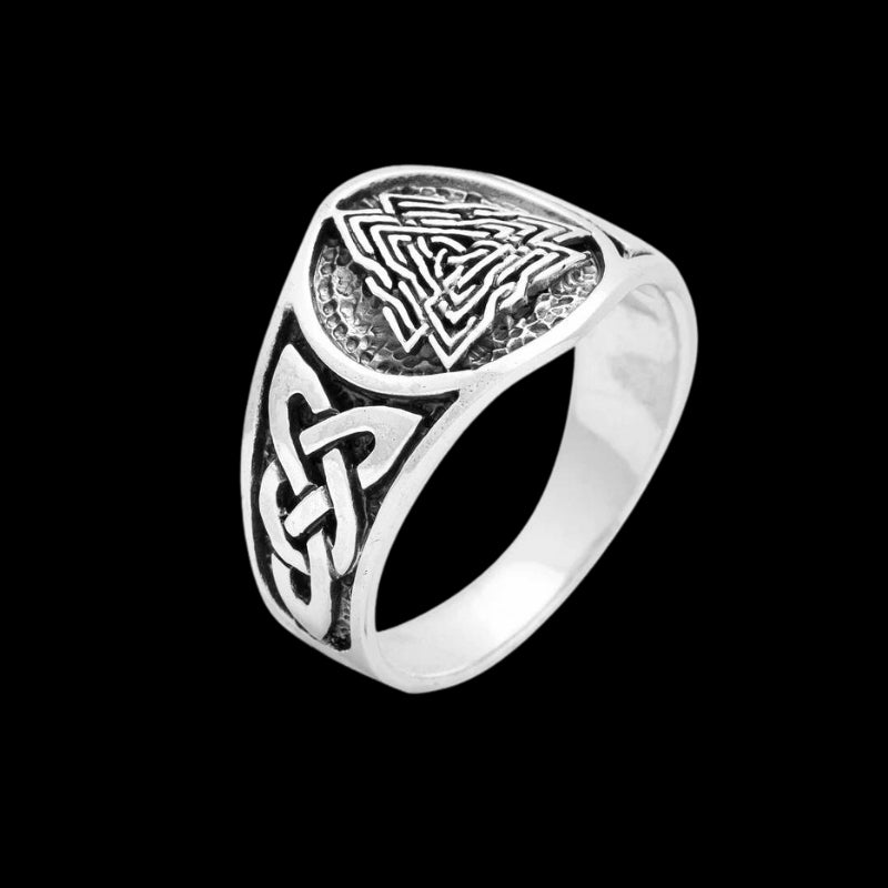 vkngjewelry Bagues Viking Knotwork Valknut Solid Band Ring 925 Sterling Silver