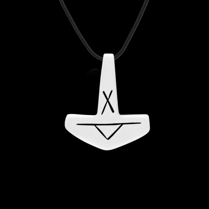 vkngjewelry Pendant Viking Mjolnir Solid With Runes 925 Sterling Silver Pendant