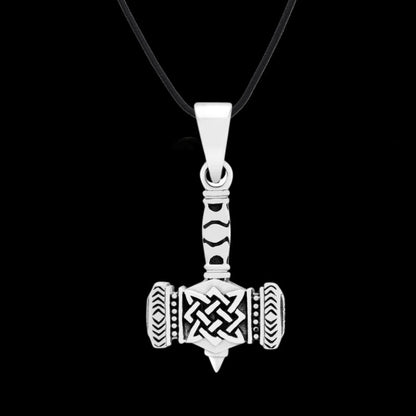 vkngjewelry Pendant Mjolnir With Knotwork 925 Sterling Silver Pendant