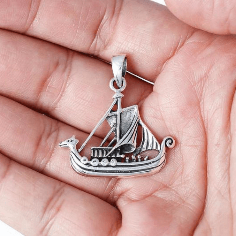 vkngjewelry Pendant NORSE BOAT SHIP SOLID 925 STERLING SILVER PENDANT