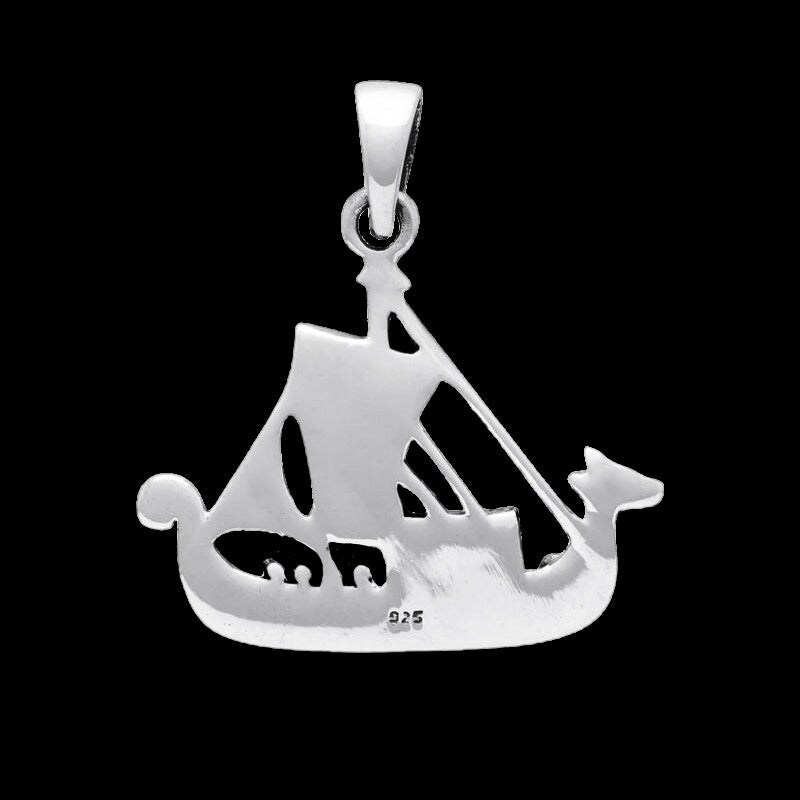 vkngjewelry Pendant Norse Boat Ship Solid 925 Sterling Silver Pendant