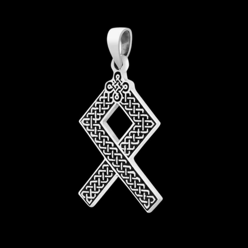 vkngjewelry Pendant Othala Rune With Pagan Network 925 Sterling Silver Pendant
