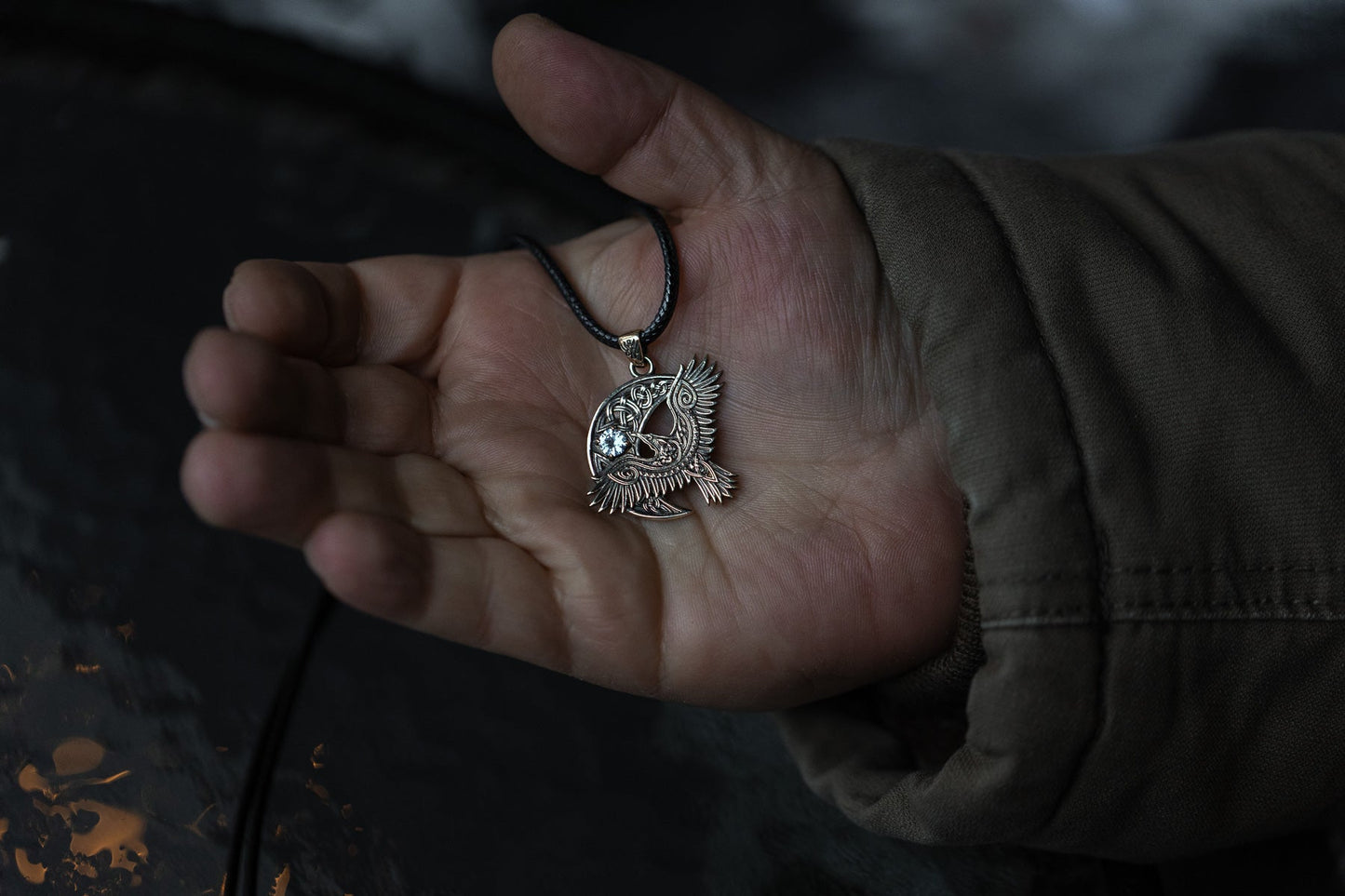 vkngjewelry Pendant Handcrafted Brass Viking Raven Pendant