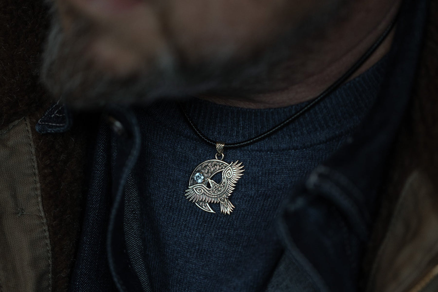 vkngjewelry Pendant Handcrafted Brass Viking Raven Pendant