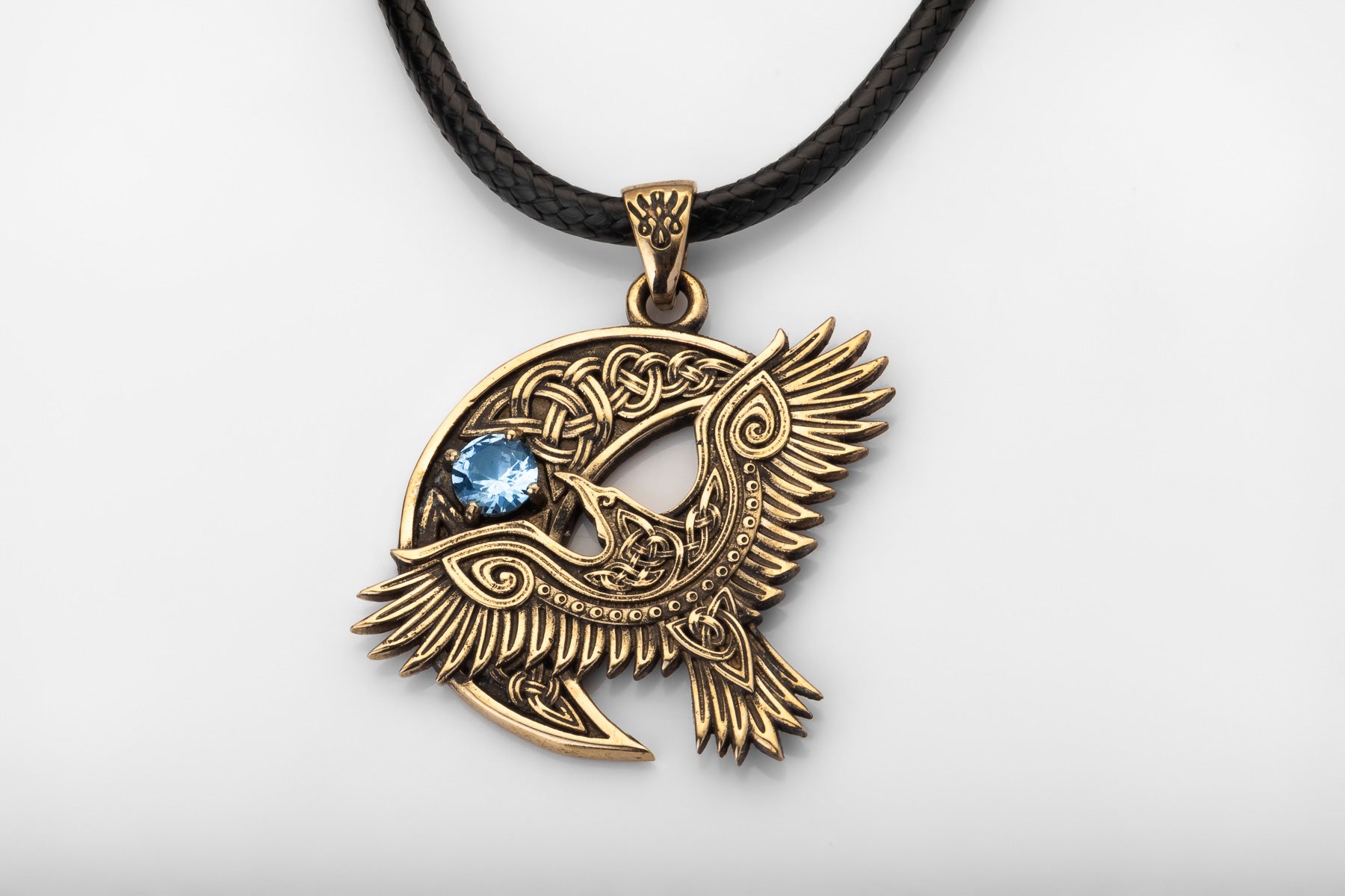 vkngjewelry Pendant Handcrafted Brass Viking Raven Pendant