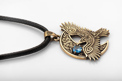vkngjewelry Pendant Handcrafted Brass Viking Raven Pendant
