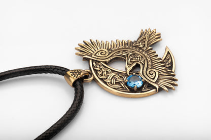 vkngjewelry Pendant Handcrafted Brass Viking Raven Pendant