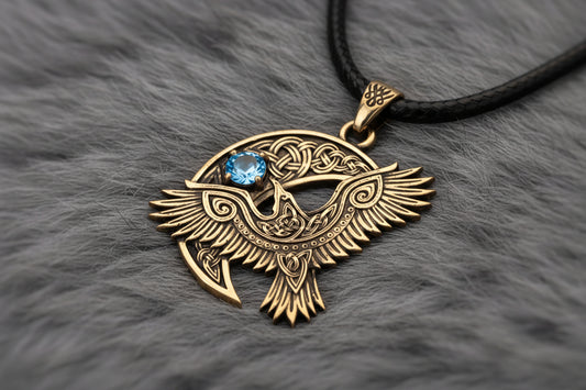 vkngjewelry Pendant Handcrafted Brass Viking Raven Pendant