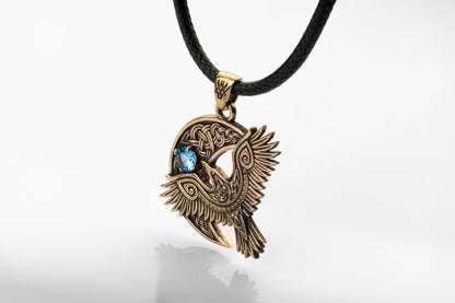 vkngjewelry Pendant Handcrafted Brass Viking Raven Pendant
