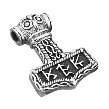 vkngjewelry Pendant Thor Hammer Mjolnir Futhark Amulet 925 STERLING SILVER PENDANT